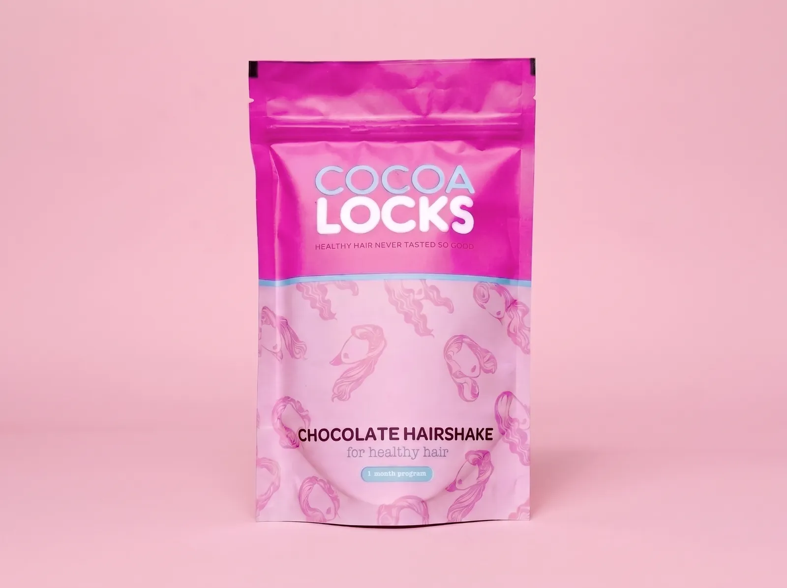 Cocoa Locks Chocolate Hairshake pouch in Brilliant Rose