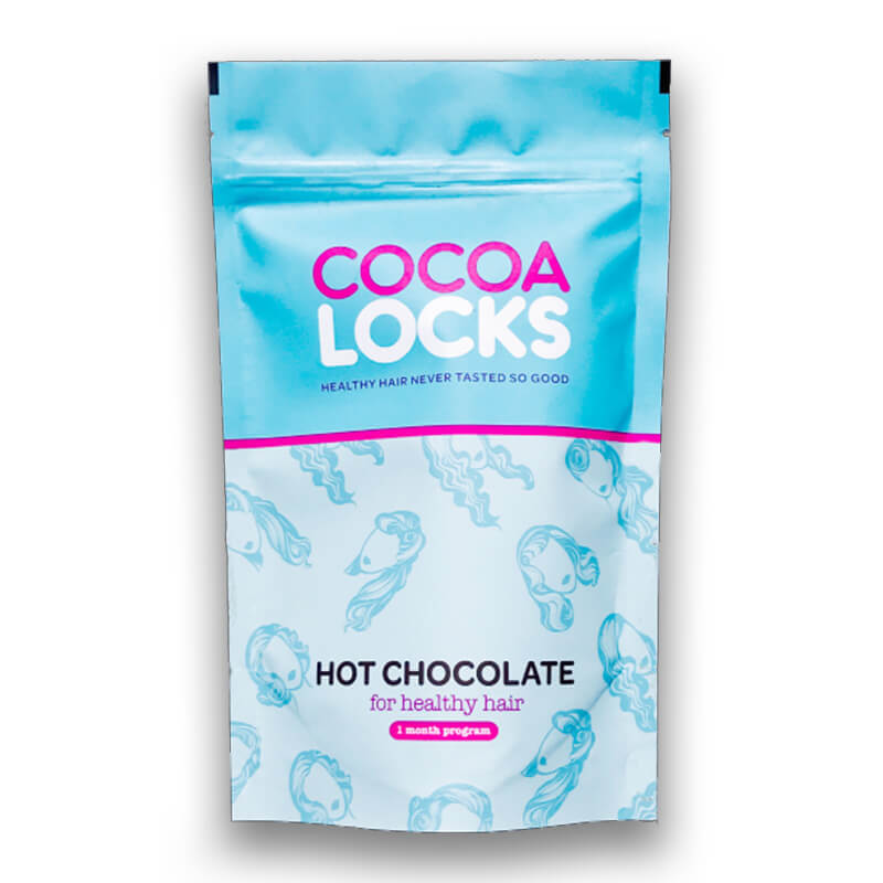 Cocoa Locks Hot Chocolate pouch, showing the nutrient panel
